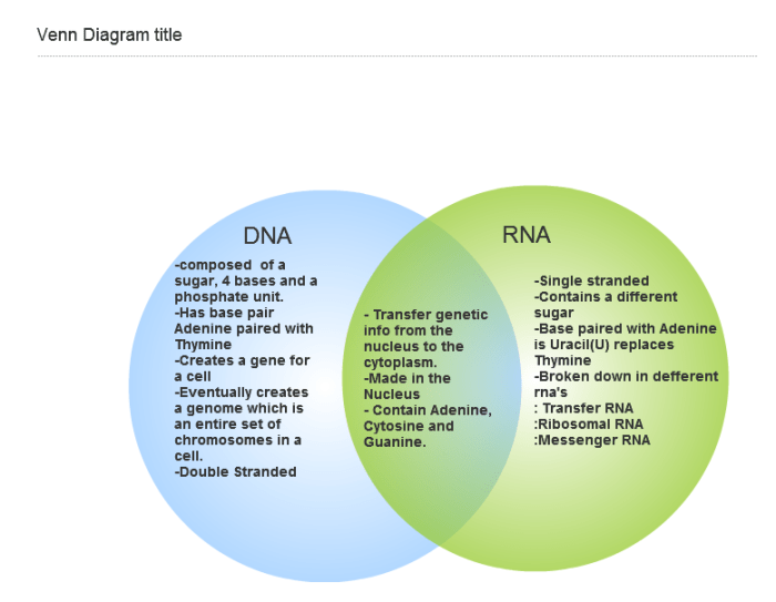 Venn diagram dna and rna