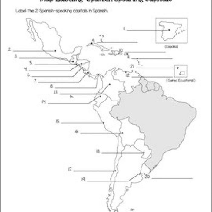 Blank map spanish speaking countries