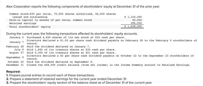 Alex corporation reports the following components